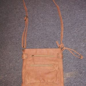 Brown satchel hand bag
